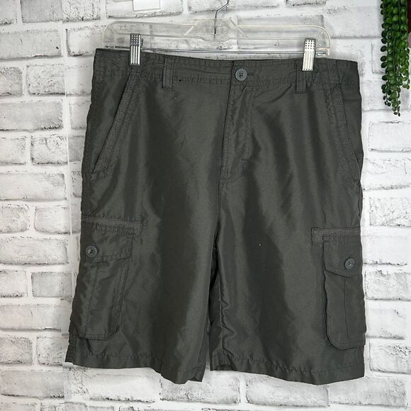 Burnside Dark Gray Quick Dry Stretch Cargo Shorts Size 32 - Picture 1 of 5